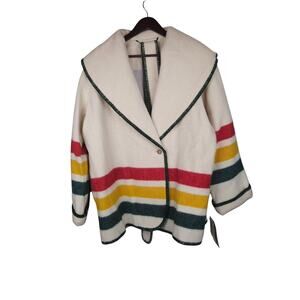 NWT Woolrich Women’s Hudson Bay Point Blanket Wool Coat XL Shawl Collar Vintage